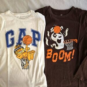 Gap 2 Boys Long Sleeve Basketball Graphic Tshirts - L garfield ghosts